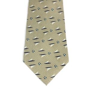 Jhane Barnes 100% Original Fabric Silk Necktie Tie Abstract Beige Made in Japan